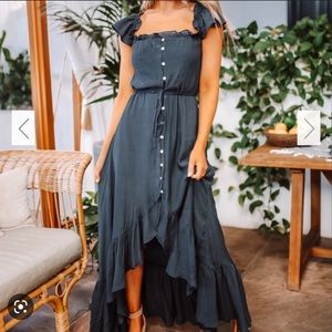 Navy blue hi-low dress